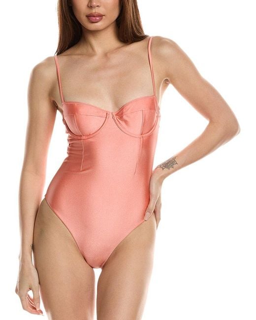Jonathan Simkhai Pink Fara Bustier One-Piece