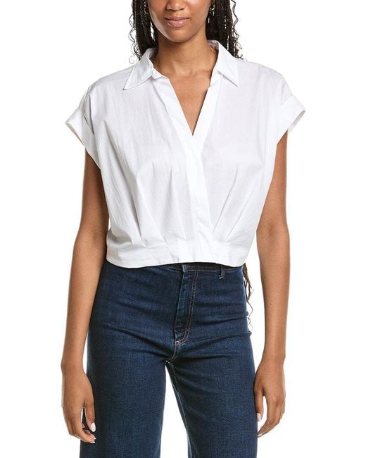 Kenneth Cole White Pleat Cross Over Front Shirt