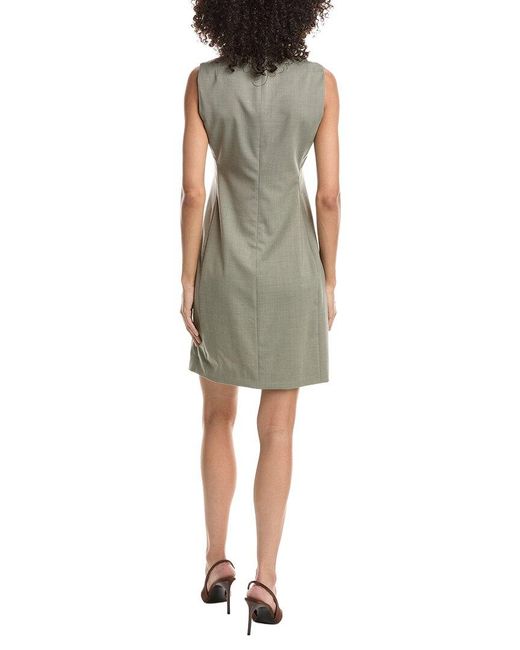 Theory Green Fitted Wool-Blend Mini Dress