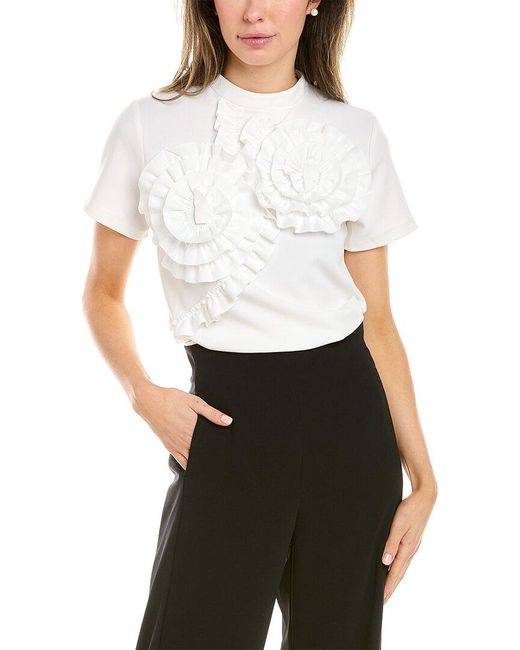Gracia 3d Flower Top in White | Lyst Canada