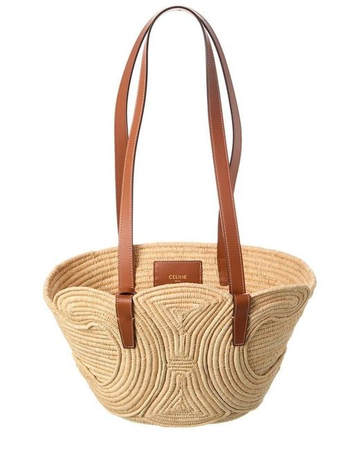 Céline Natural Classic Panier Small Raffia & Leather Tote