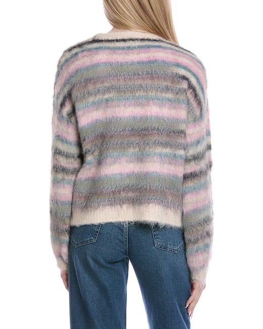 Color Block Gray Wool-Blend Pullover