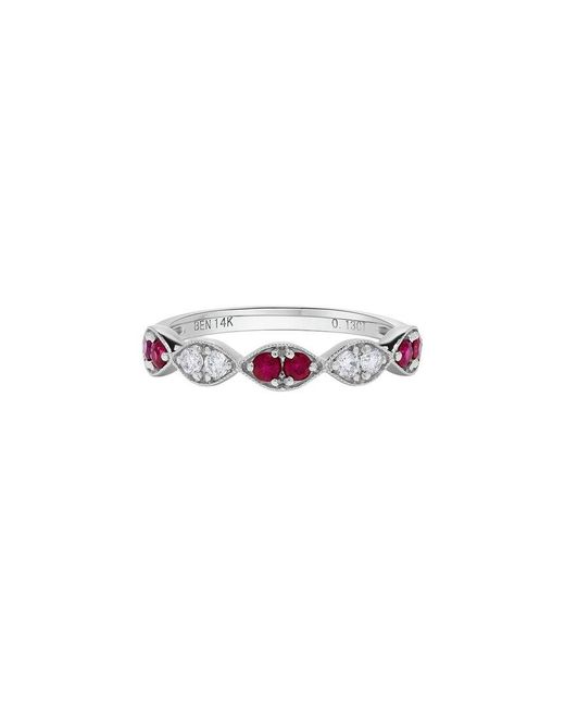 H.J. Namdar White 14K 0.42 Ct. Tw. Diamond & Ruby Stackable Ring