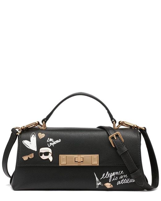 Karl Lagerfeld Black Karl Laggerfeld Elle Leather Crossbody