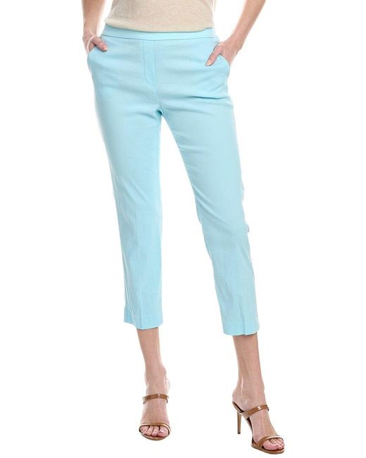 Theory Blue Treeca Linen-Blend Pull On Pant