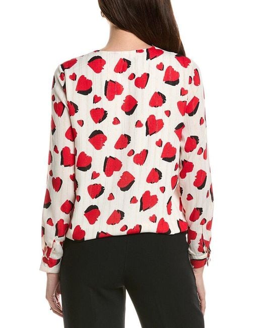 Tahari Red Wrap Blouse