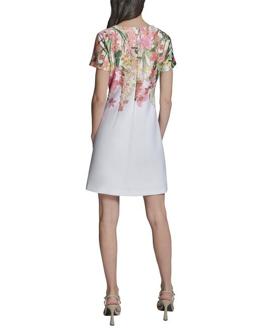 Karl Lagerfeld White Printed Scuba A-Line Dress