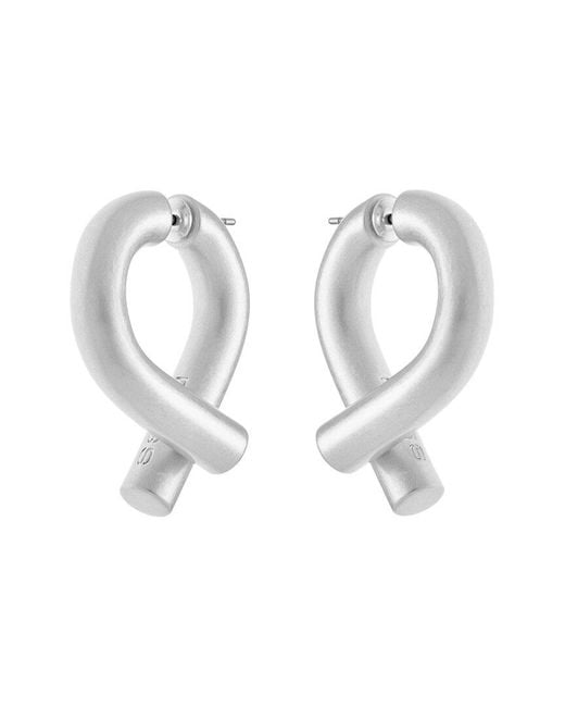 Reiss White Taylor Tubular Metal Hoop Earrings
