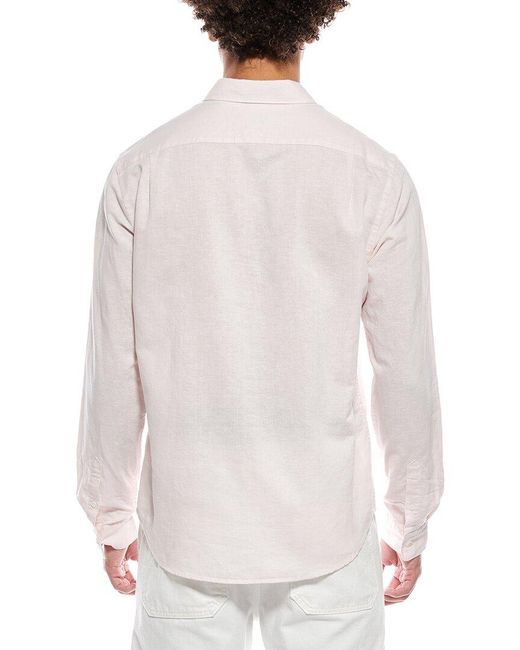 Vince White Linen-Blend Button-Down Shirt for men