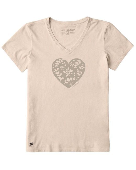 Life Is Good. Natural Crusher V-Neck T-Shirt