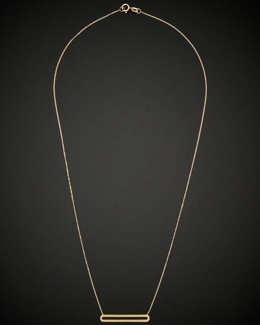 Italian Gold Black 14k Long Oval Pendant Necklace