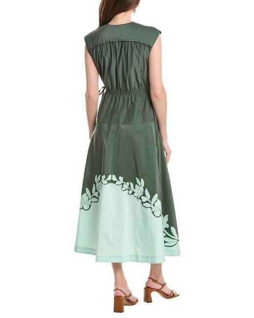 10 Crosby Derek Lam Green Nara Poplin Applique Dress