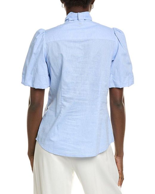 tyler boe Blue Morgan Linen-Blend Blouse