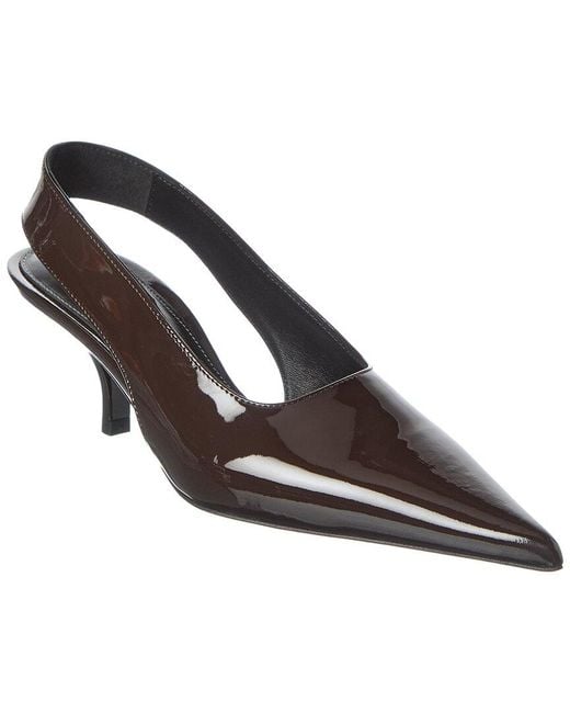 Totême Brown Patent Slingback Pump