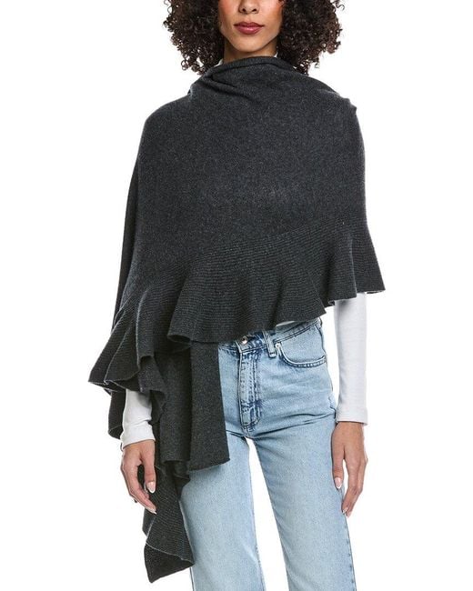 Portolano Black Ribbed Cashmere Wrap