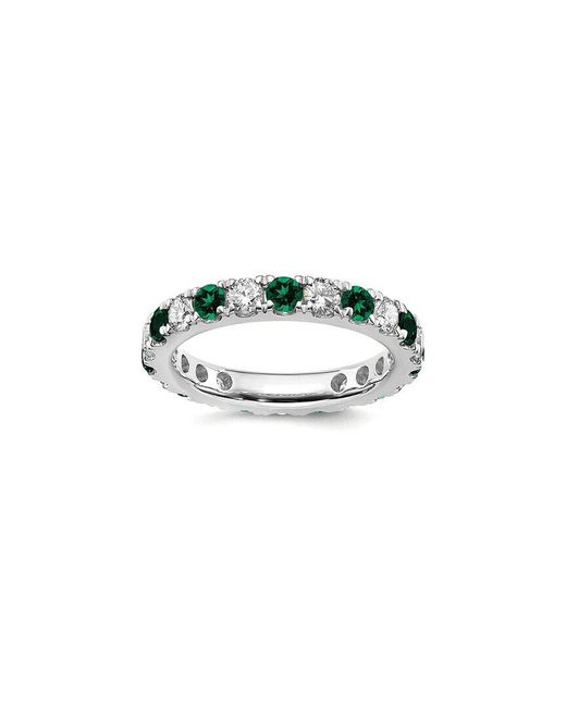 Lab Grown Gemstones White 14K 2.65 Ct. Tw. Lab-Grown Diamond & Lab-Grown Emerald Eternity Ring