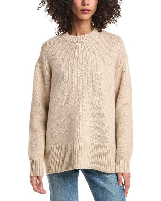 Lafayette 148 New York Natural Chunky Crewneck Cashmere & Wool-Blend Sweater