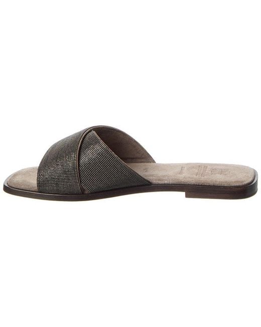 Brunello Cucinelli Brown Leather Flat