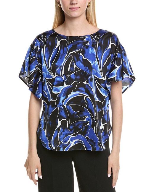 Anne Klein Blue Flutter Sleeve Top