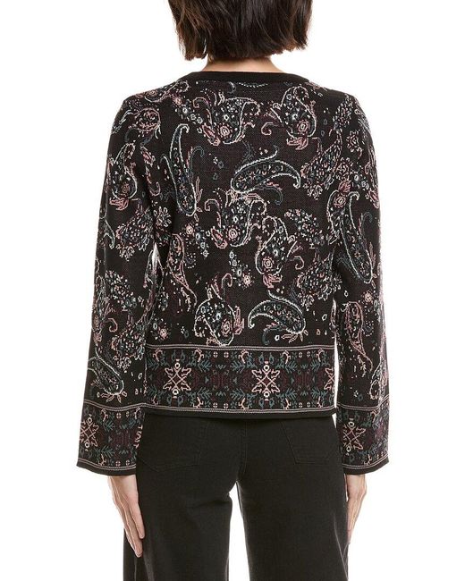Vince Camuto Black Festival Paisley Crewneck Top