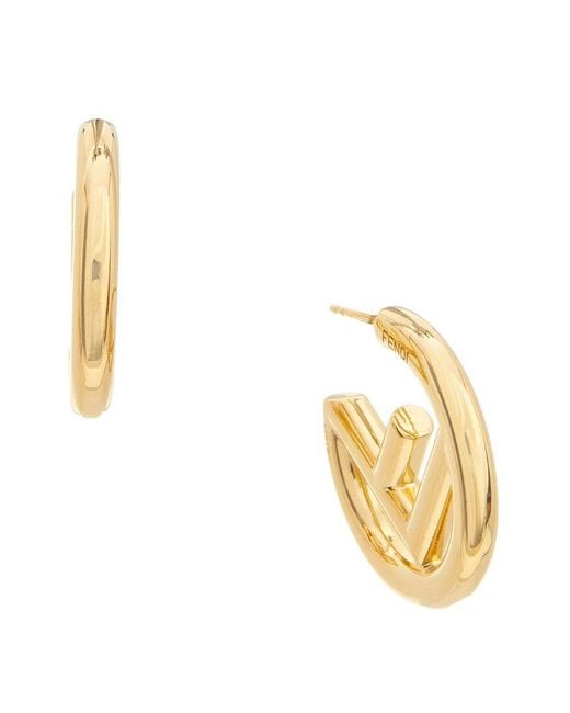 Fendi Metallic F Is Earrings
