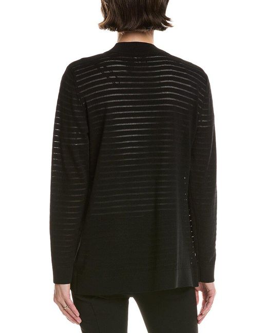 Anne Klein Black Sheer Stripe Cardigan