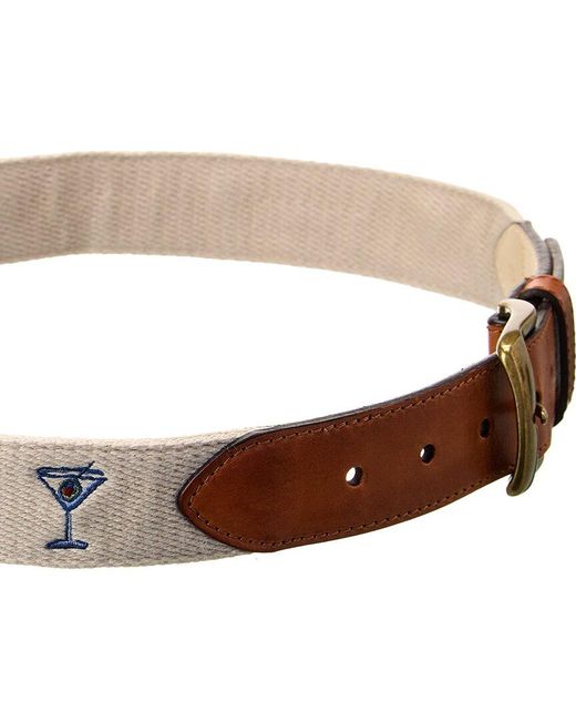J.McLaughlin Brown Ashton Martini Leather-trim Belt for men