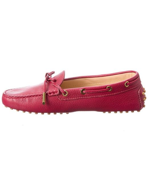 Tods Gommino Leather Loafers in Pink Womens Shoes Flats and flat shoes Loafers and moccasins 