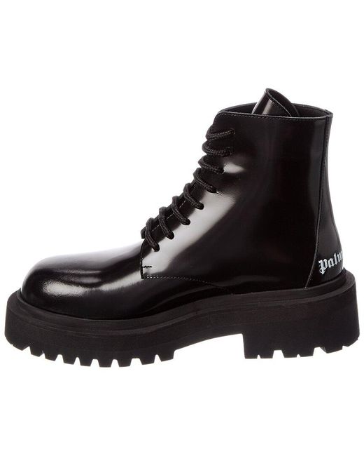 Palm Angels Black Ankle Leather Combat Boot