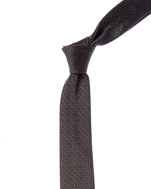Givenchy Black All Over 4G Jacquard Silk Tie for men