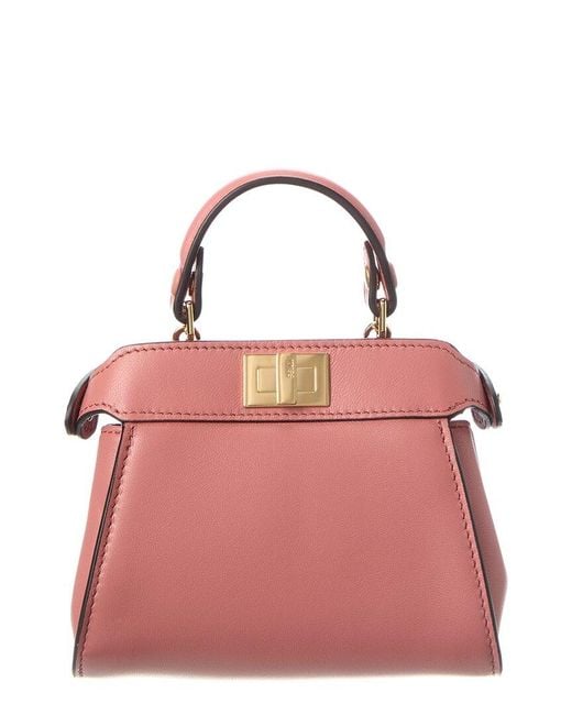 Fendi Pink Nano Peekaboo Leather Clutch