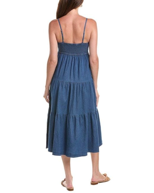 Marion Blue Solid Midi Dress