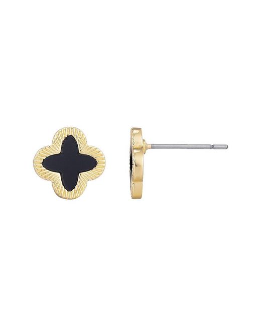 Adornia White 14K Plated Fluted Edge Clover Stud Earrings