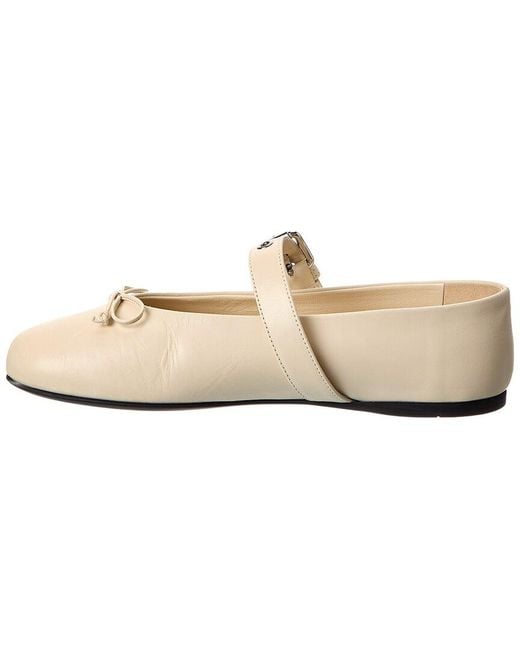 Miu Miu White Bow Leather Flat