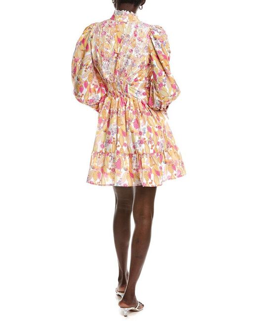 Beulah London Natural Eyelet Mini Dress