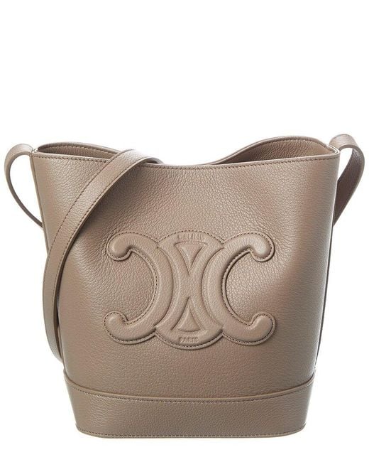 Céline Gray Triomphe Small Leather Bucket Bag