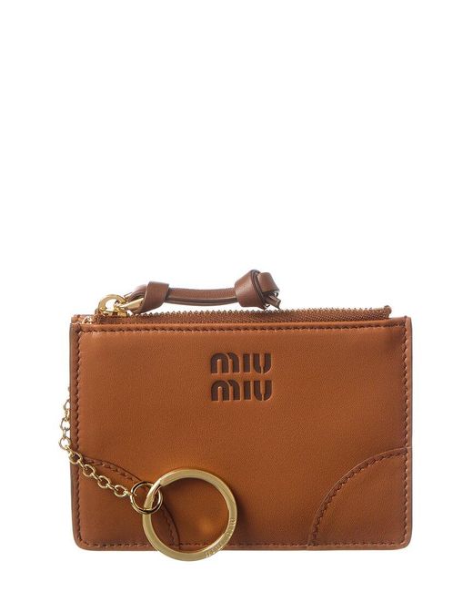 Miu Miu Brown Leather Card Case