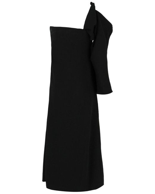 Ferragamo Black One-Shoulder Midi Dress