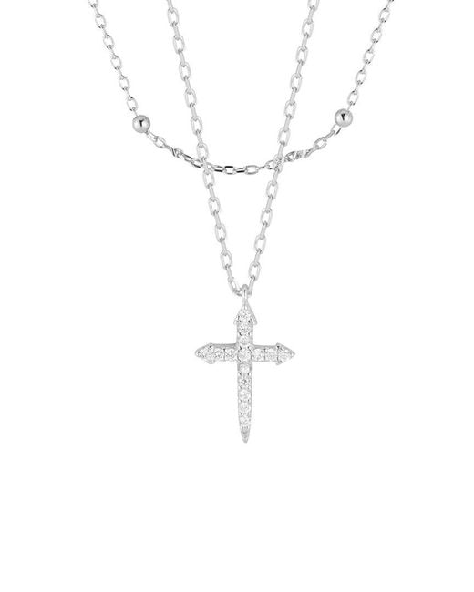 Glaze Jewelry White Silver Cross Necklace