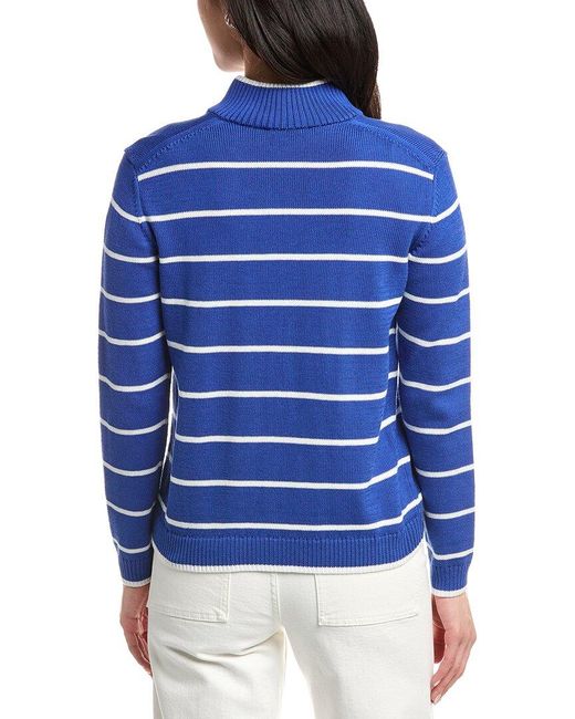 Lafayette 148 New York Blue Stripe Fitted Bomber