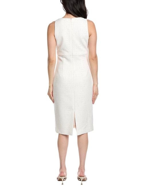St. John White Contrast Framed Sheath Dress