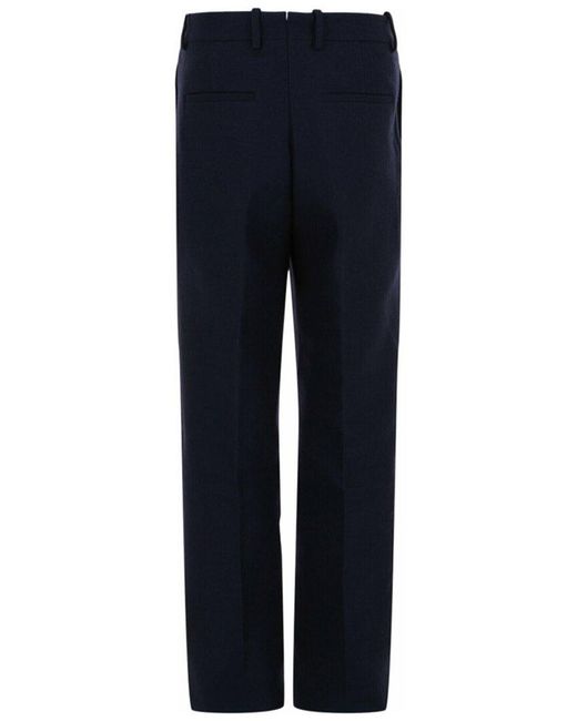 Ferragamo Blue Flat-Front Wool Trouser for men