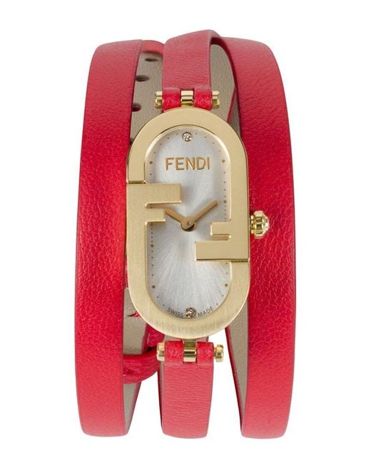 Fendi Red O'Lock Diamond Watch