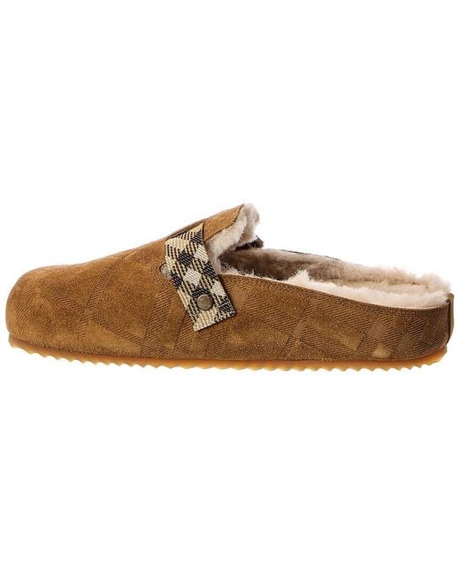 Burberry Brown Check Urchin Suede Mule