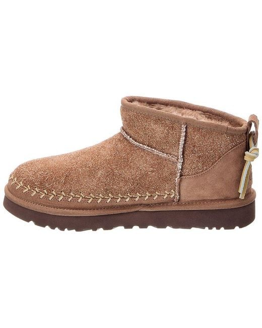 Ugg Brown W Classic Ultra Mini Biarritz Suede Bootie