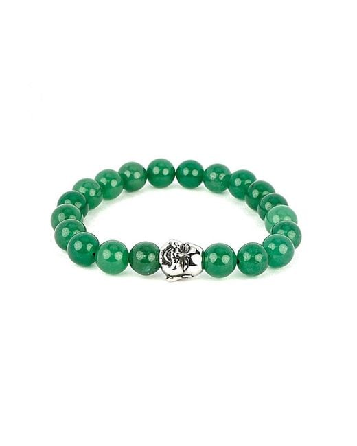 jean claude Green Stainless Steel Jade Lucky Laughing Buddha Bracelet for men