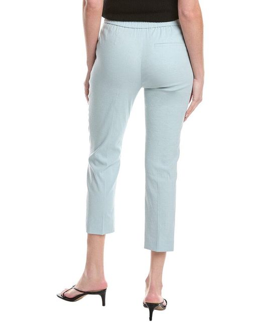 Theory Blue Treeca Linen-Blend Pant