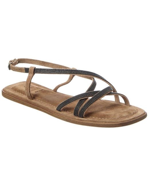 Brunello Cucinelli Metallic Suede Sandal