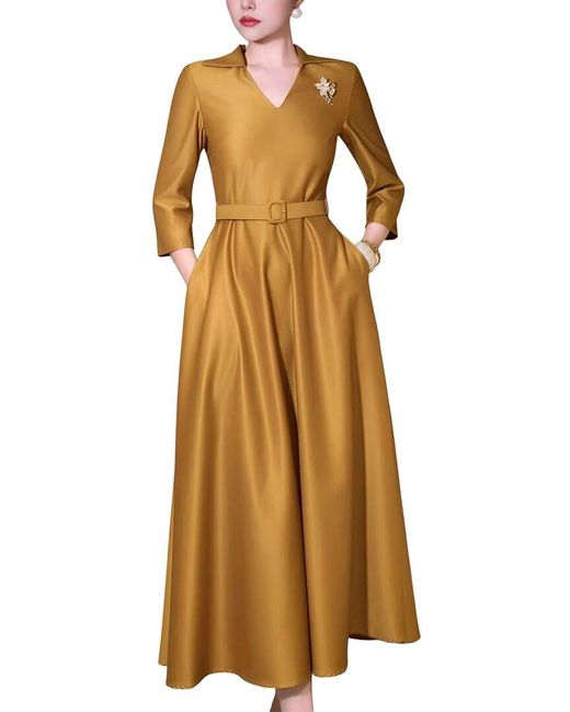 Alma King Metallic Solid Midi Dress
