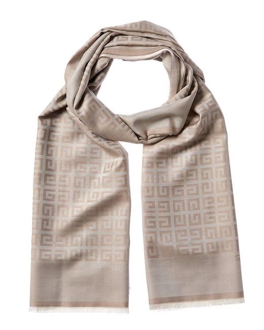 Givenchy Gray 4G All Over Silk & Wool-Blend Scarf